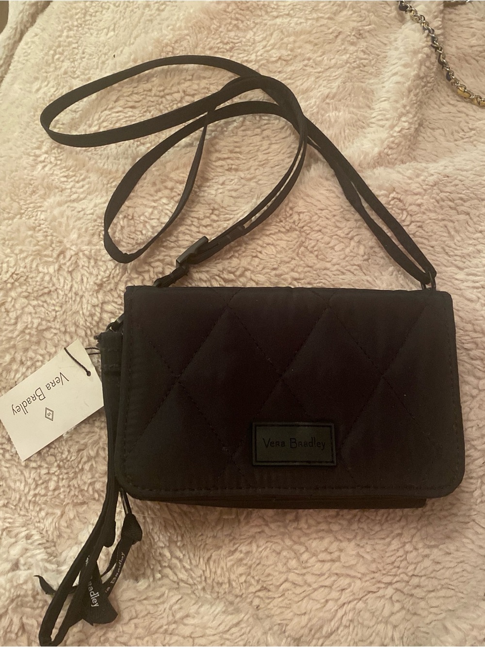 Vera Bradley Black Quilted Crossbody Wallet Purse
